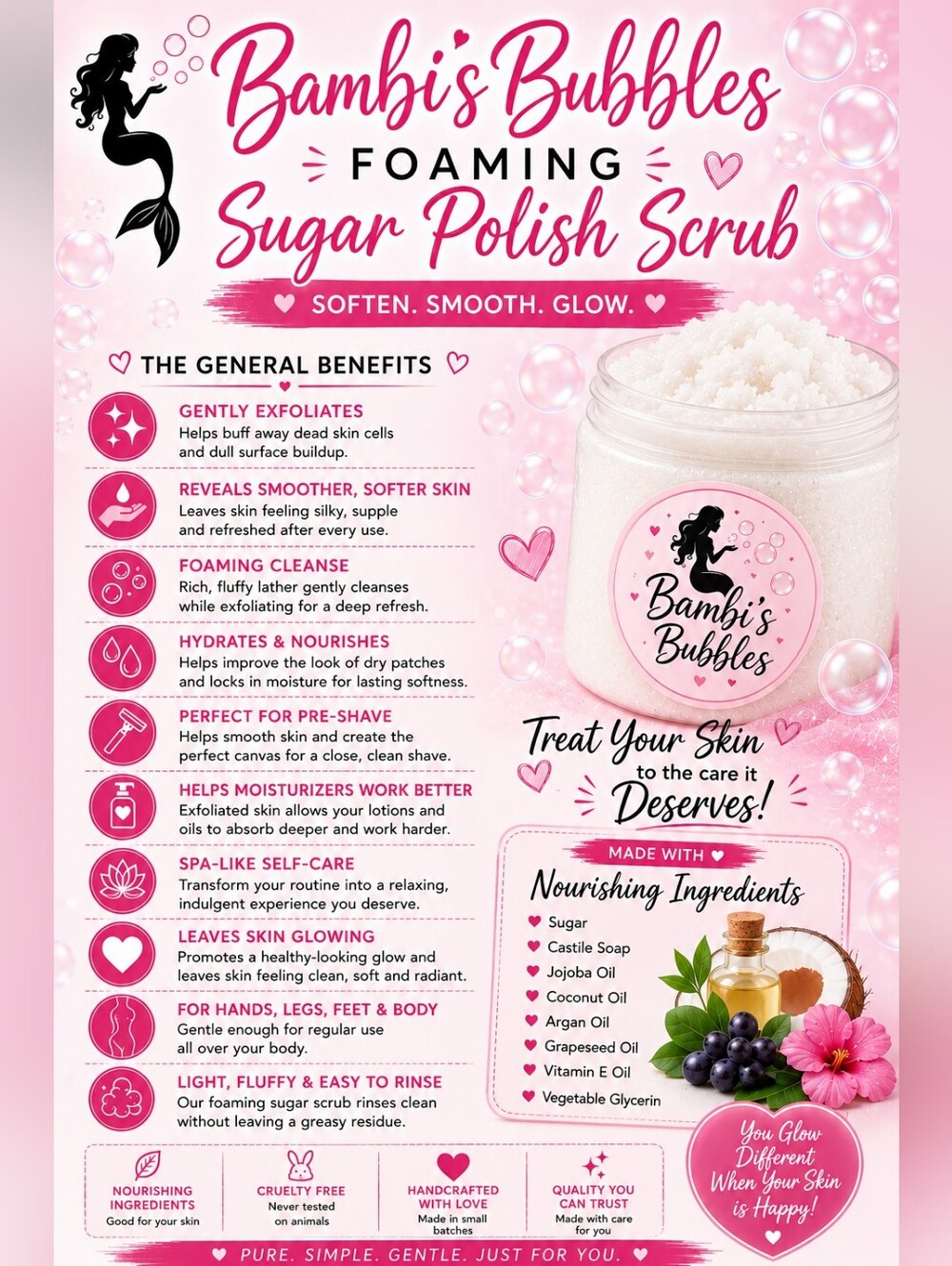 8oz New! Basic Betch Vanilla Foaming Sugar Scrub Polish - Picture 3 of 4